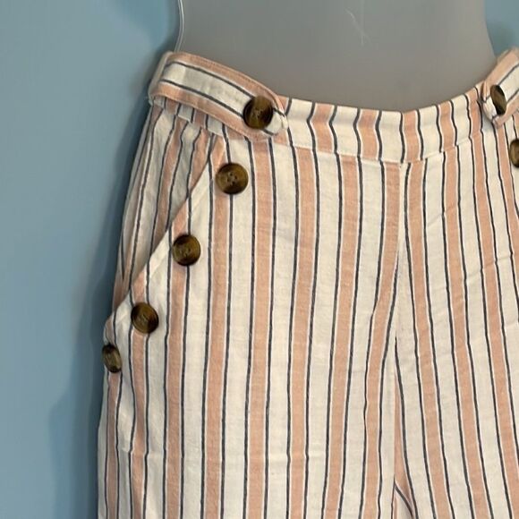 American Eagle Pants Striped Cotton Linen Wide Leg Pants - Picture 4 of 11